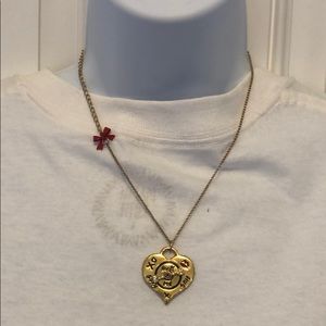 Betsey Johnson Gold Heart Spinning Arrow Necklace